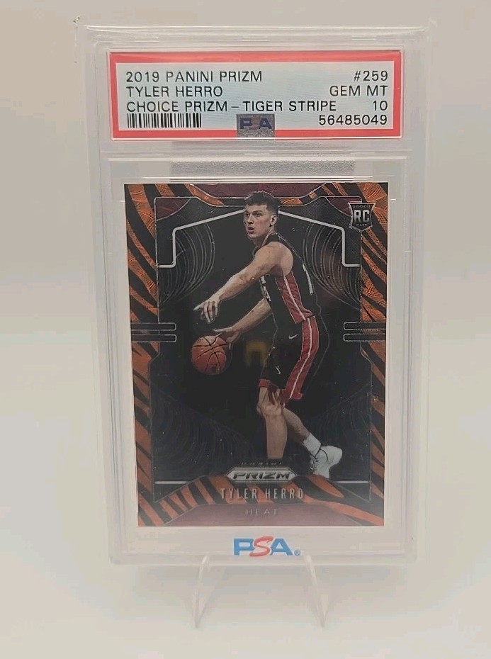 PSA 10 2019 Panini Prizm Tyler Herro Choice Prizm Tiger Stripe #259 Heat