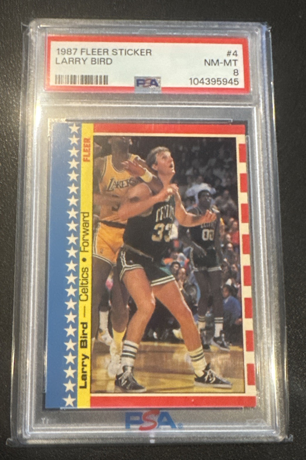 1987 Fleer Sticker #4 Larry Bird PSA 8 NM-MT Boston Celtics