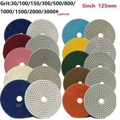 5 In 125mm Dry/Wet5 Diamond Water Polisher Polishing Pads Grinding Discs