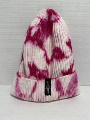 Head Lightz Knit Winter Hat Beanie Pink White Tie Dye Rechargeable LED