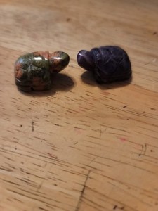 Two Turtles Unakite and Amethyst  Figurines