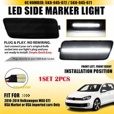2-20X Smoked White LED Side Marker Bumper Light For 2010-2014 Volkswagen MK6 GTI