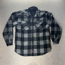 Dickies Men s Black Gray Big Check Plaid Flannel Quilted Lined Jacket Coat Sz L