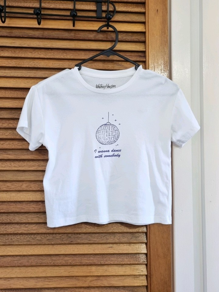 White disco ball graphic baby tee, size 6