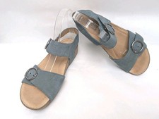 Hotter Tourist Sandals Sz 5 UK Slate Blue Nubuck Leather EU 39 Standard Fit GUC 