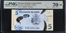 Solomon Islands 5 Dollars ND 2019 P 38 First Prefix A1 Superb Gem UNC PMG 70 EPQ