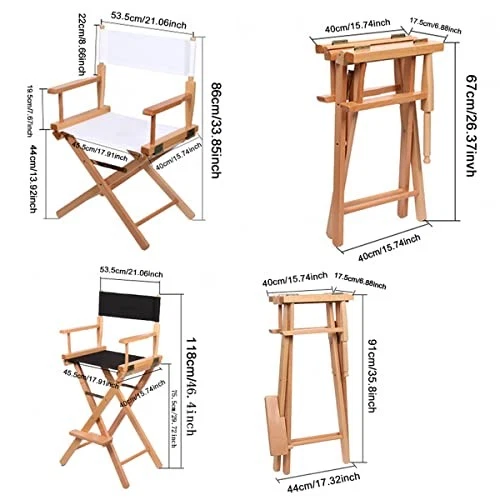 Juego de 2 fundas de repuesto de lona para silla de directores de 18""L X 15""W negras Foto 4 de 4