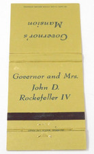 GOVERNOR AND MRS. JOHN D. ROCKEFELLER IV  GOVERNOR'S MANSION MATCHBOOK COVER