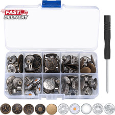 50 Pcs Jean Buttons Replacement Kit, 17Mm Metal Snap Denim Buttons for Pants, Je