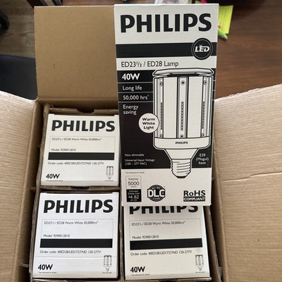 4 Philips ED23½/ED28 Lamp 40W Bright White Light 120-277 VAC E39 Mogul Base