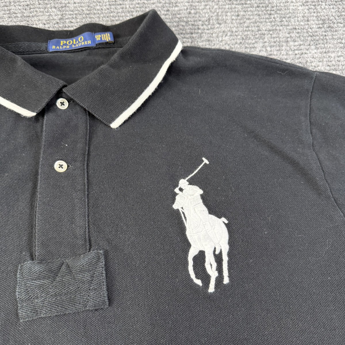 Polo Ralph Lauren Polo Shirt Mens Big 2X Black Big Pony 3 Pique