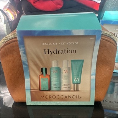 Moroccanoil Hydration Travel Kit w/ Pouch 4pc Argan Oil Shampoo/Mask