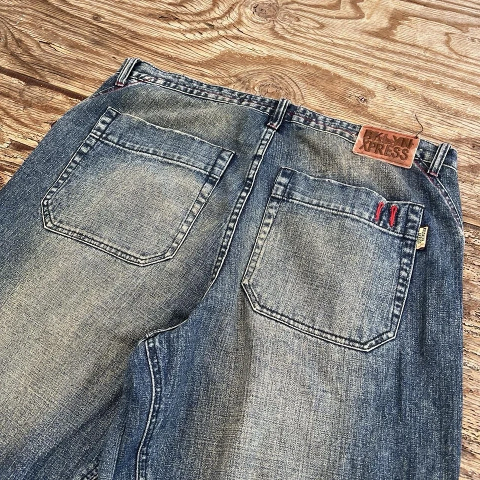 Jeans de mezclilla holgados lavados azul oscuro vintage Y2K talla 38 skater grunge Foto 3 de 4