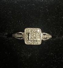 Vintage Cherished Promise Ring 1/4ct Quad Princess & DiaDiamant Ring - 925 Gr. 5,5
