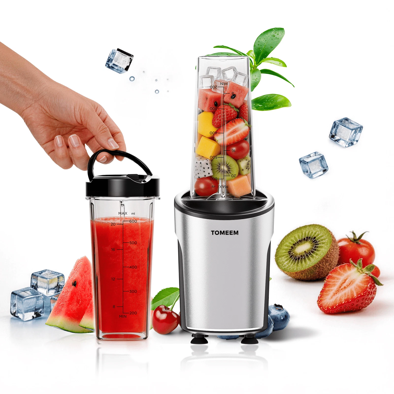 Tomeem Professional Blender for Smoothies and Shakes with Travel Lid, 450 W
Opens in a new window or