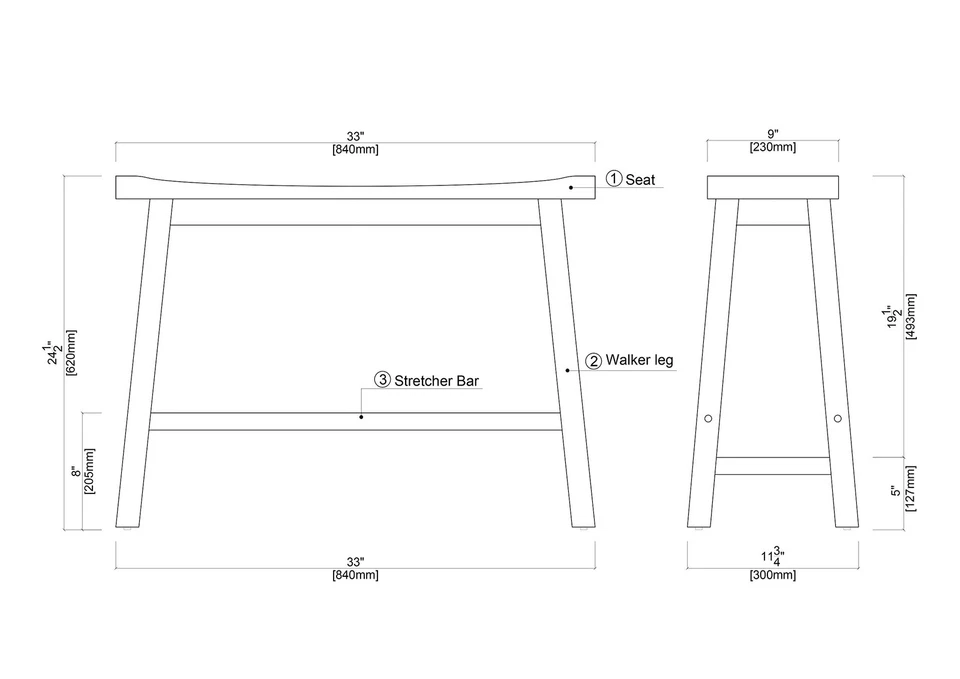 Sonoma Saddle Bench, 24-Inch, Barnwood Wire-Brush, Model:75025 - Image 3 of 4