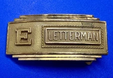 Letterman High School Initial Letter E Antique HJCO Belt Buckle for 1" Belt