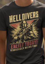 Helldivers 2 Enlistment Tee - Join the Fight for Democracy, Exclusive Sci-Fi Sol