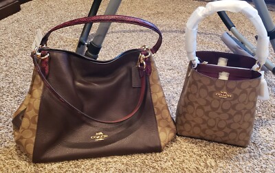 Brand new! Two Coach purse/bag. Large & small. Brown, leather