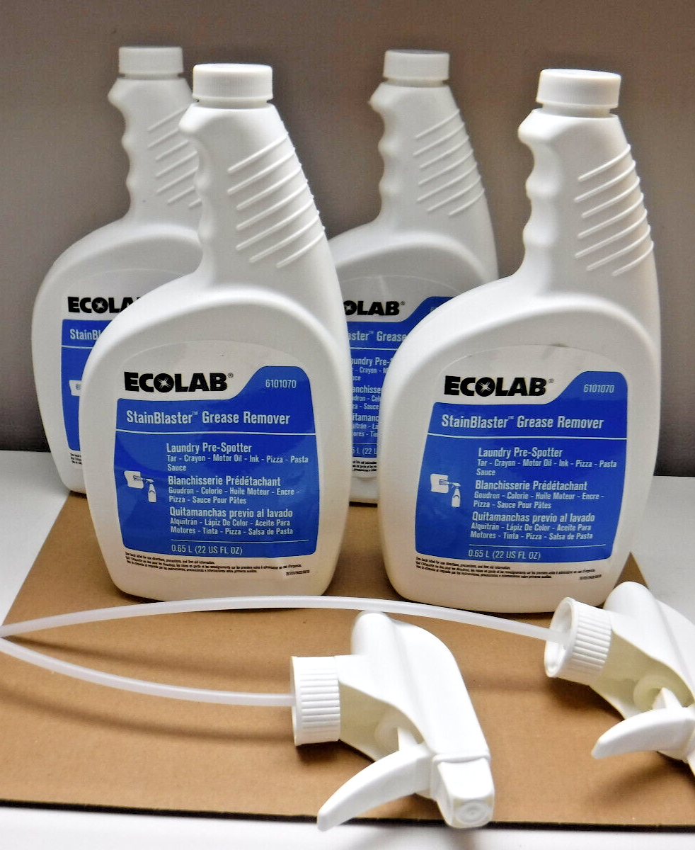 QTY 4 Ecolab 6101070 StainBlaster Grease Remover Laundry PreSpotter