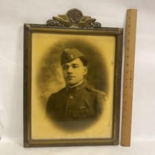 VINTAGE or ANTIQUE ART DECO WALL GILDED GESSO PICTURE FRAME with SOLDIER PHOTO