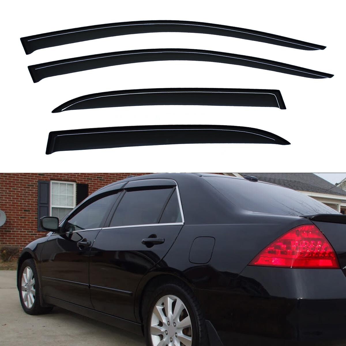 4pcs For 03-07 Honda Accord 4-Door Sedan Sun/Rain Wind Window Visors