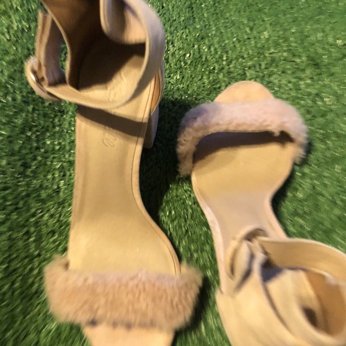Madewell The Regina Ankle-Strap Shearling Sandal SZ 7~Pink - Picture 15 of 22