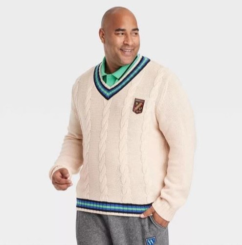 Houston White Adult V-Neck Tennis Pullover Sweater - Cream Size LARGE  Target | eBay