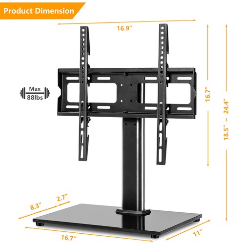 Universal Tabletop TV Stand Pedestal Base w/ Sturdy Swivel Mount for 27-55 Inch - Picture 10 of 10