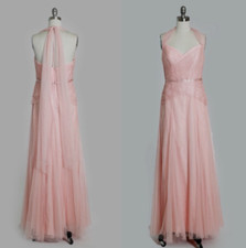 Vera Wang WHITE pink tulle mesh bridesmaid dress Sz. 10