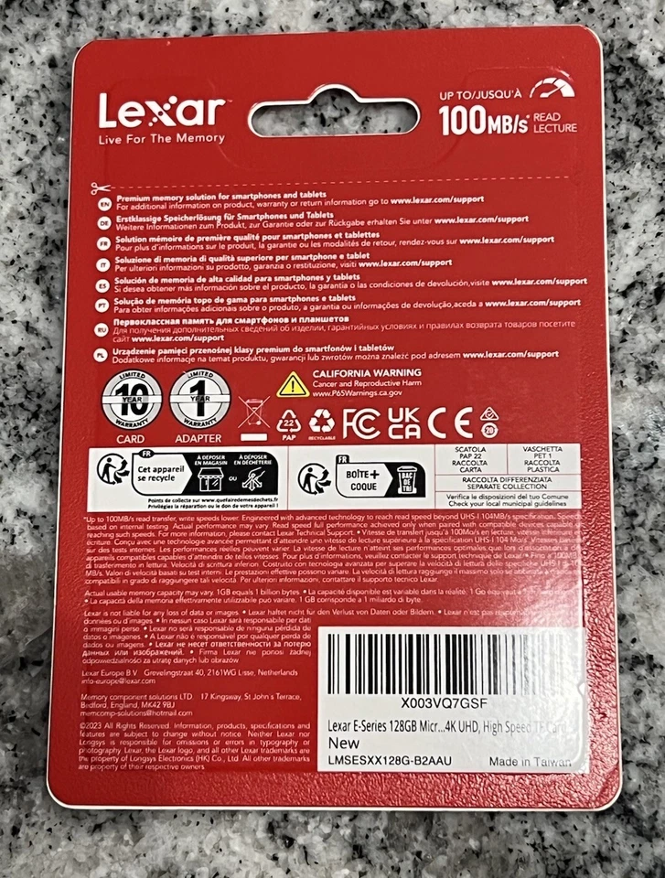 NEW Lexar E-Series 128GB Micro SD Card 2 Pack, microSDXC UHS-I Flash + Adapter - Image 2 of 2