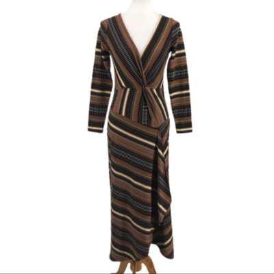 Women's Brown Maeve By Anthropologie Black Motif Striped Wrap Midi Dress Size XS | eBay Women's Brown Maeve By Anthropologie Black Motif Striped Wrap Midi Dress Size XS | eBay