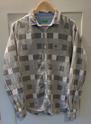 United Colors Of Benetton Men's Long Sleeve Patchwork Long Sleeve Shirt Size L
