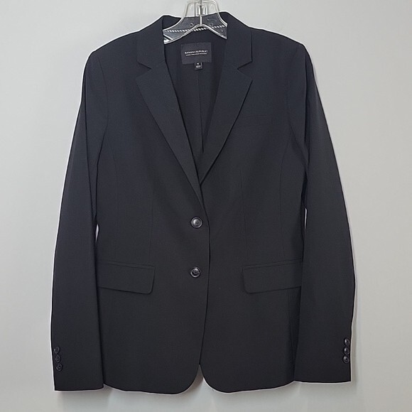 Banana Republic Long and Lean Blazer Marzotto Wool Black   size 8 office career