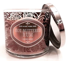 BATH & BODY WORKS HOME HOT BUTTERED RUM SCENTED 3 WICK CANDLE 14.5oz NEW!