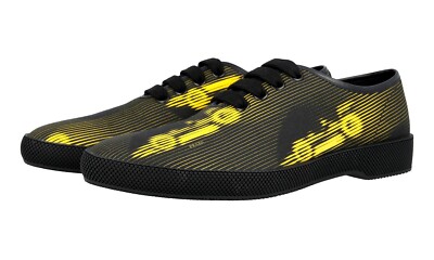 PRADA Canvas Race Car Sneaker Schuhe - 2EG151 - Schwarz Gelb - NEU