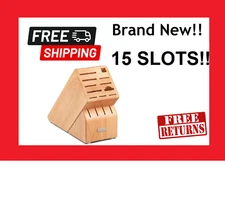 Wusthof Beechwood 15 Slot Wood Wooden Knife Block fits Scissors Knives Sharpener