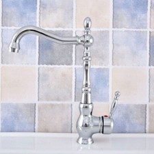 Polished Chrome Bathroom Kitchen Bar Vessel Sink Swivel Faucet Mixer Tap ssf646