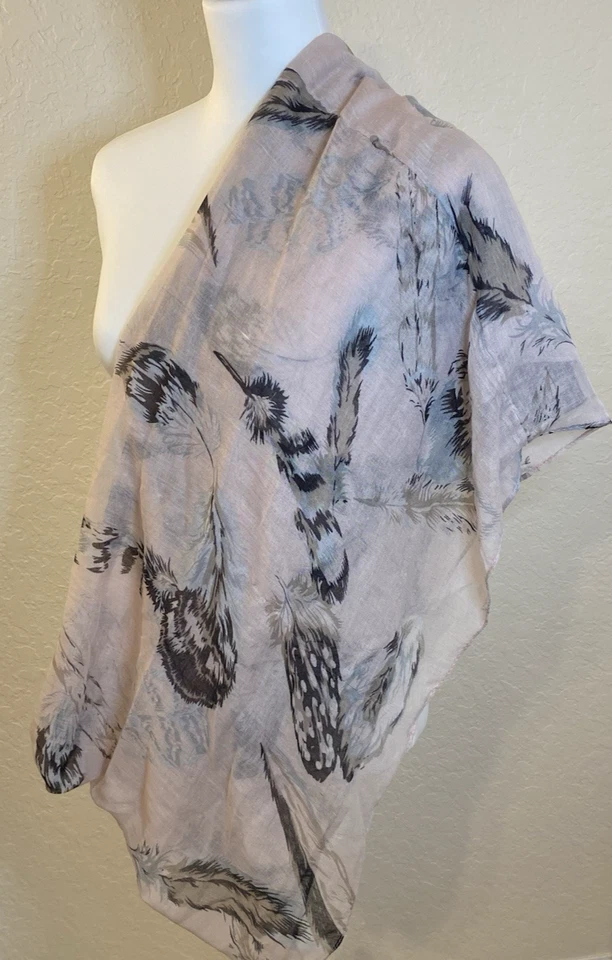 Mujer Claro Pétalo Rosa Cuello Infinito Bufanda Estampada Plumas Hada Verano Elegante Foto 3 de 4