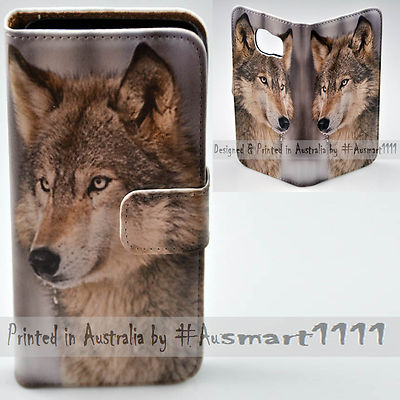 For Nokia Series - Snow Grey Wolf Print Theme Wallet Mobile Phone Case Cover