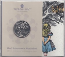 &pound;5 BU Coin 2021 Alice In Wonderland Through The Looking Glass The Cheshire Cat