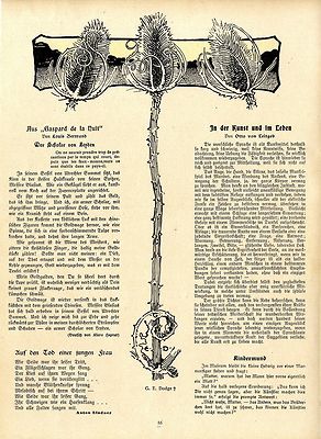 G.E.Dodge ( Vignette ) Feine Jugendstil-Illustration mit Gedichten von 1906
