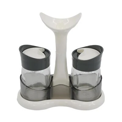 GEEZY Salt and Pepper Pots with Holder for Kitchen Camping Dining Table