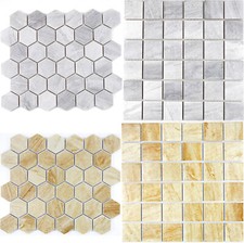 Ceramica Mosaico Travertino Pietra Optik Hexagon Rivestimento Cucina Parete