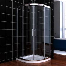 SUNNY SHOWER Sliding Shower Door Neo-Round Corner Frameless Shower Enclosure 