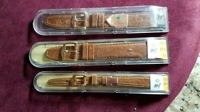 8-20mm HIRSCH TAN CAMEL GRAIN NO ALLERGY LEATHER WATCH  STRAPS / BAND NEW W/ TAG