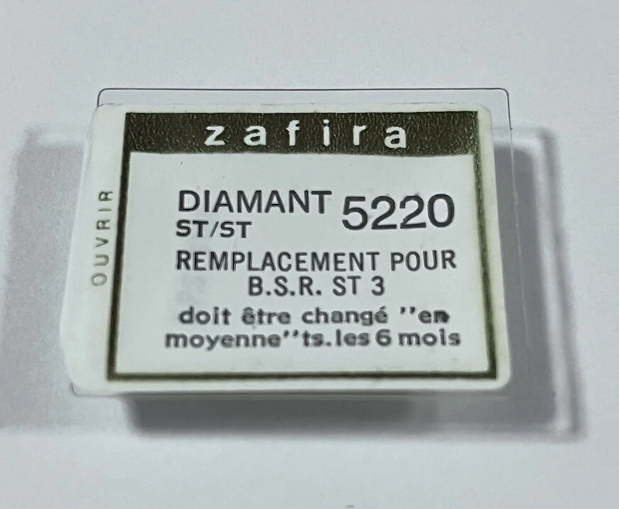 NOS ZAFIRA 5220 BSR ST 3 Replacement New Diamond Stylus Diamant ST/ST Boxed - Photo 1/2