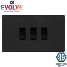 BG Evolve Matt Black 3 Gang Custom Grid Light Switch Double Format