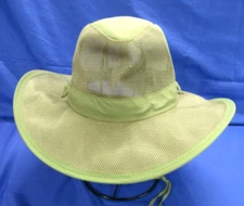 DORFMAN PACIFIC HEADWEAR Outdoor/Safari MESH WIDE BRIM Khaki/Olive BUSH HAT sz L