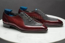 Handmade Men's Leather Suede Oxfords Dress Luxury Unique Dress Shoes-279